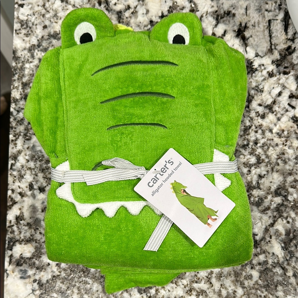 Carter's Bright Green Alligator Hooded Towel